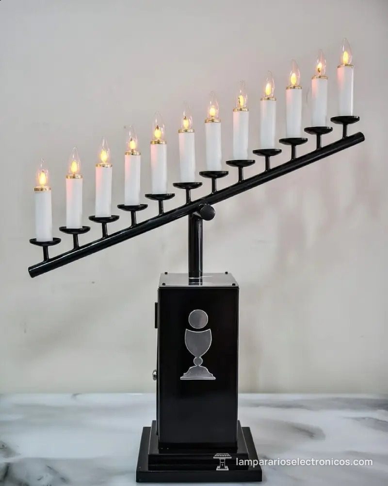 Lamparario línea diagonal – versión de 12 velas – color negro